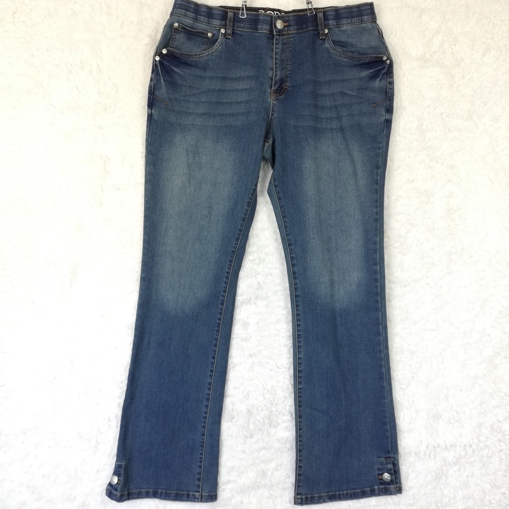 Rod's True Western Womens Jeans Boot Cut Blue Denim Medium Wash Long 15 16
